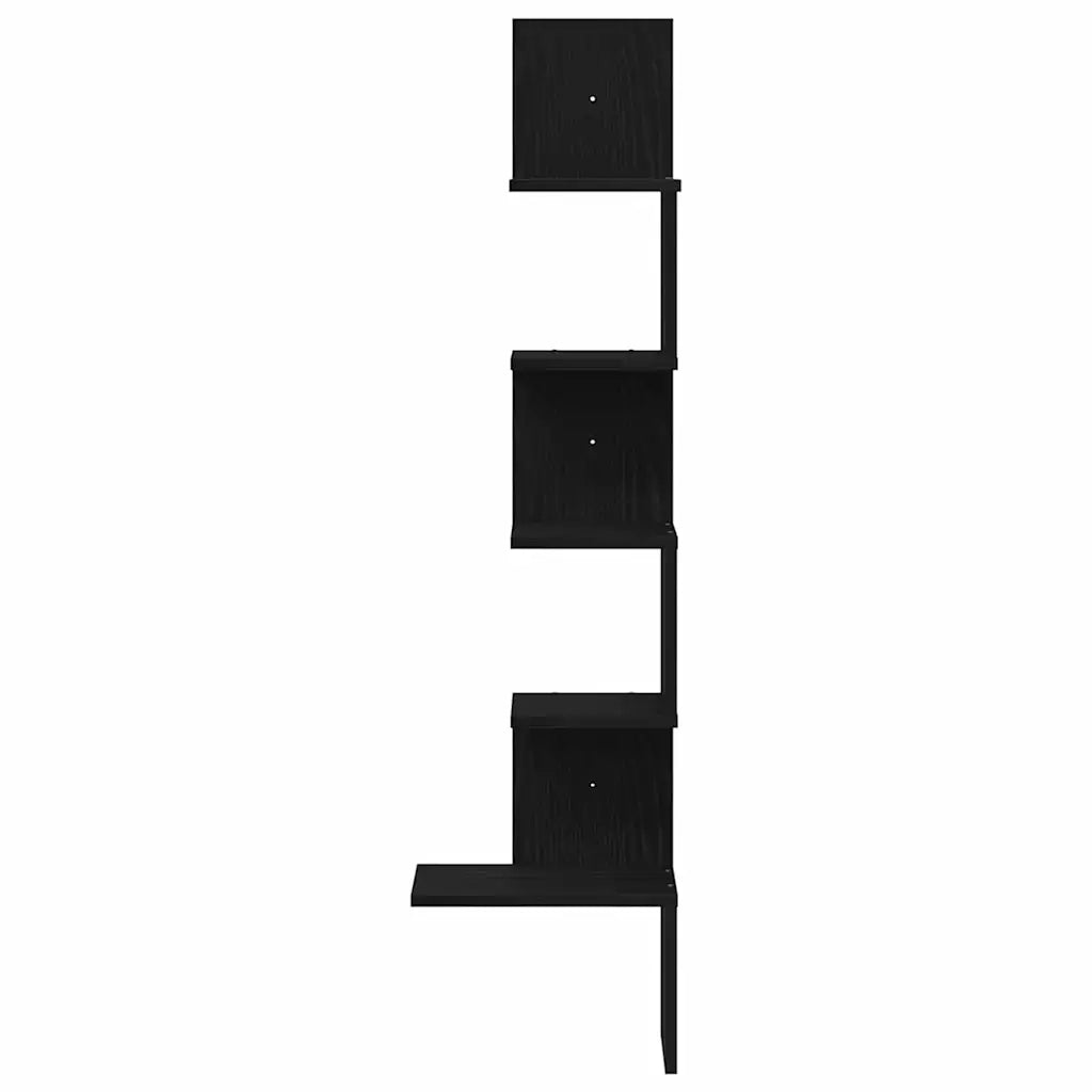Scaffale Angolare Muro Nero 32x32x127,5 cm Legno Multistrato 860518