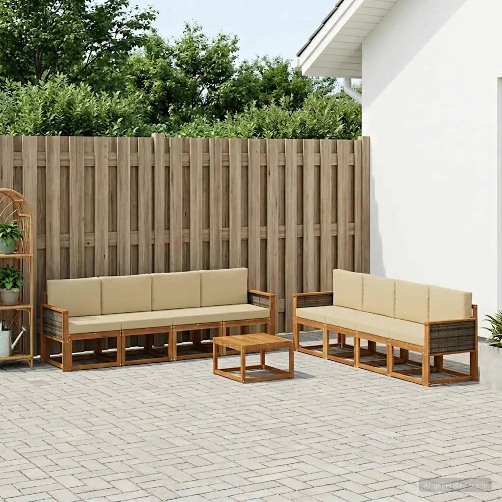 Set di divani da esterno con cuscino 7 pcs Naturale 3385089
