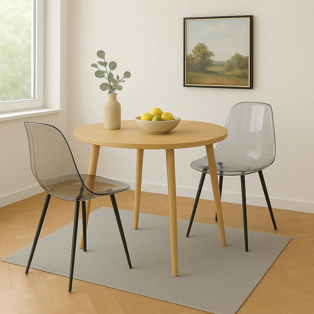 Set di 2 sedie Amstrong, Poltrona in PET, Sedia da pranzo ergonomica, Seduta per riunioni, 53x46h81 cm, Fumé