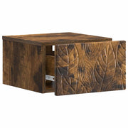 Comodino | Armadio da Notte | Mobiletto da notte a muro Rovere Fumo 49 x 34,5 x 20 cm