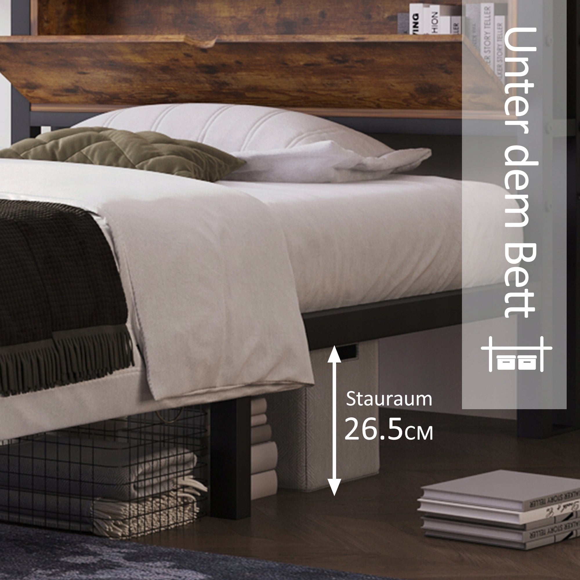 Letto singolo 90x200 - Xylo - Testiera in metallo nero