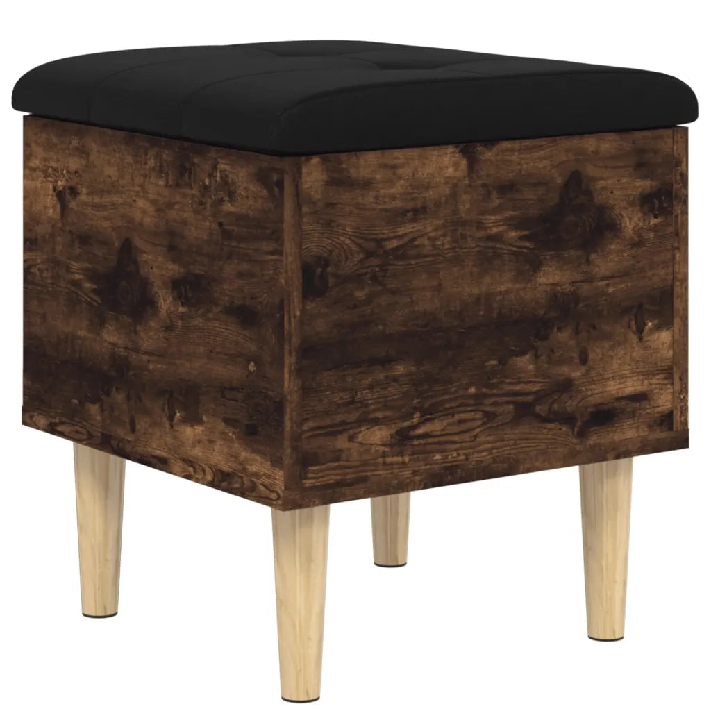 Panca Portaoggetti-Sgabello-Panca con Contenitore Rovere Fumo 42x42x46 cm Legno Multistrato