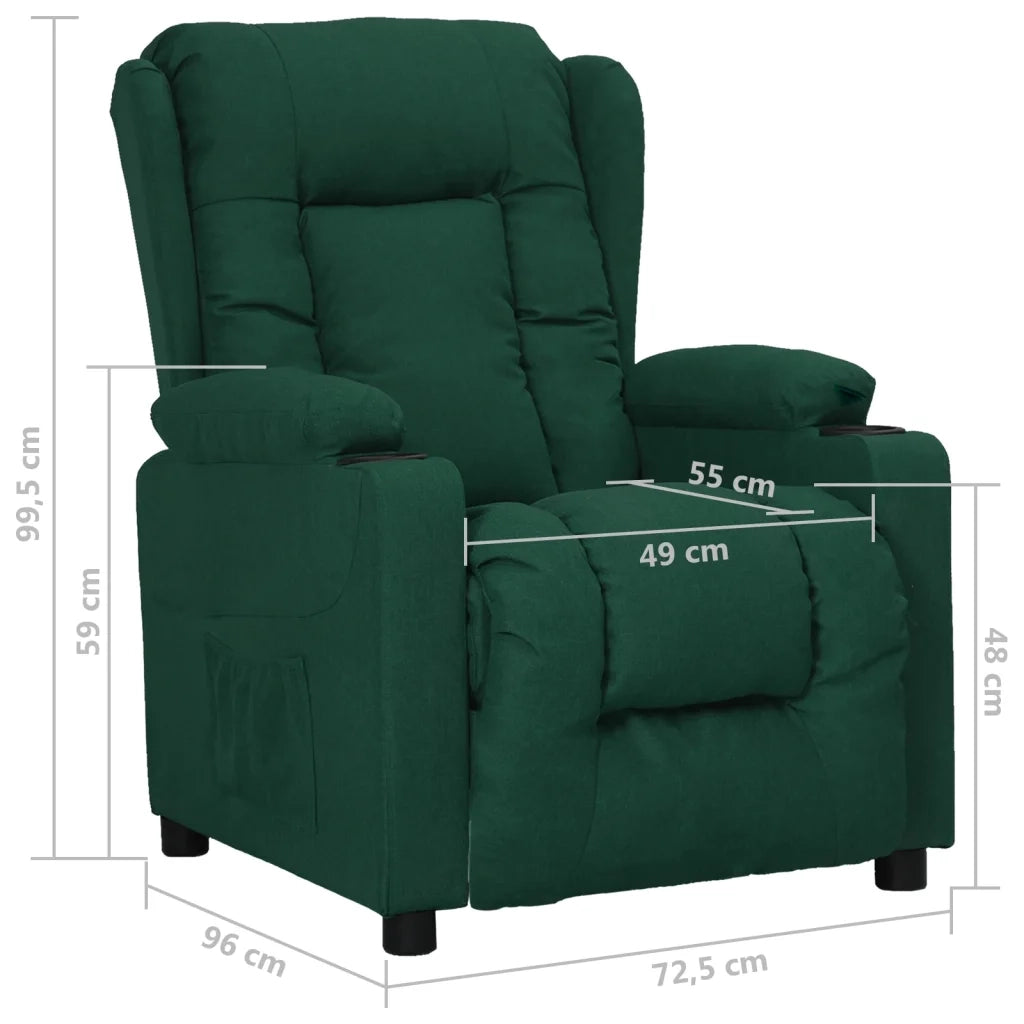 Poltrona | Sedia Relax Reclinabile in Tessuto Verde Scuro