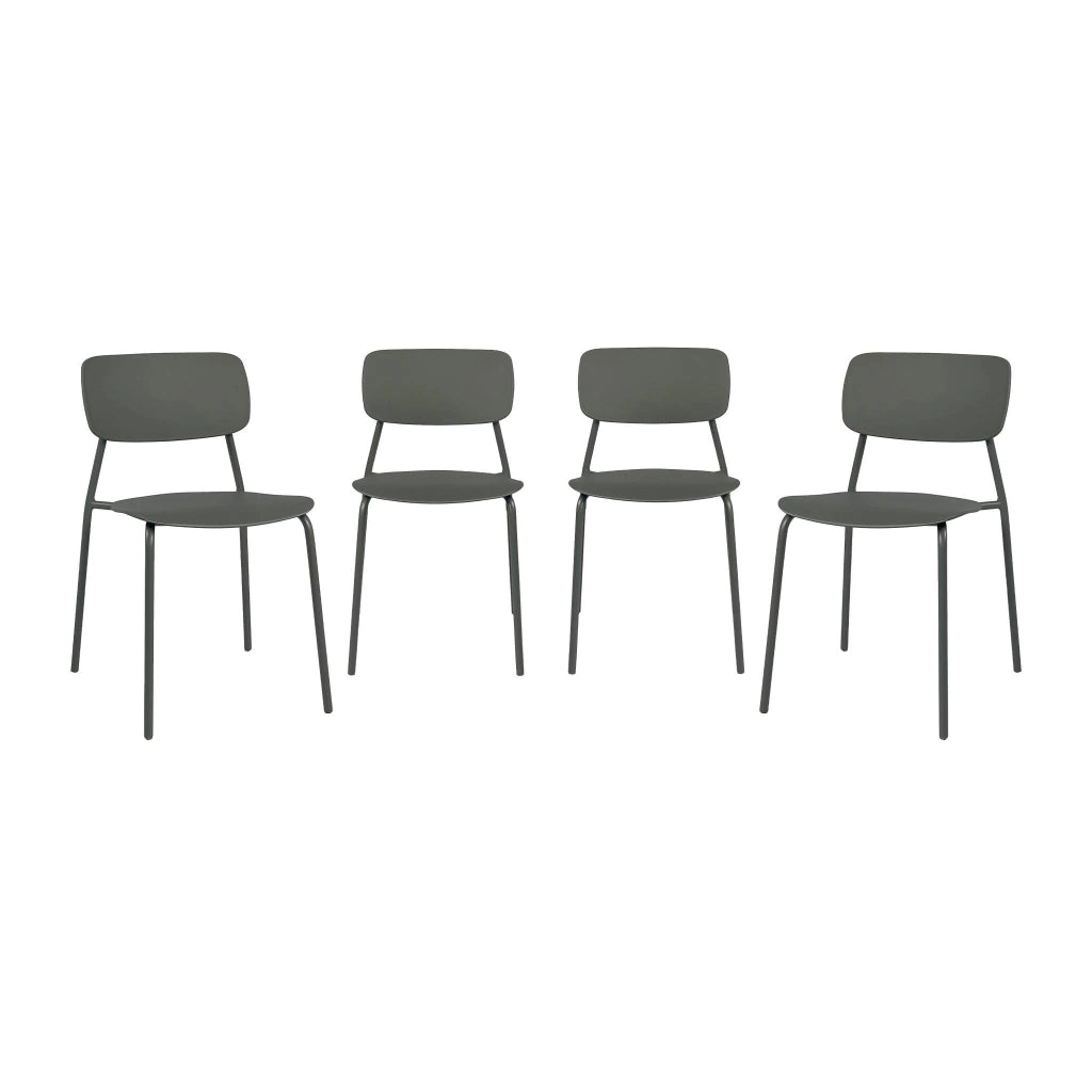 Set 4 sedie da giardino impilabili in acciaio, verde kaki