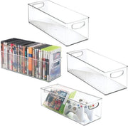 Scatola di archiviazione - organizzatore di carico - per ufficio, bagno e cucina - per dischi, DVD o materiali da scrivere - stivabile - trasparente - con 4 pezzi per confezione