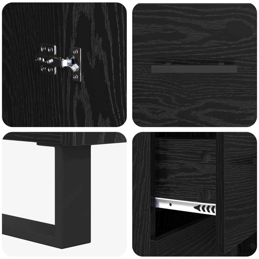 Credenza | Madia | Buffet da pranzo | Armadio da pranzo con cassetto Rovere Nero 69,5 x 34 x 90 cm