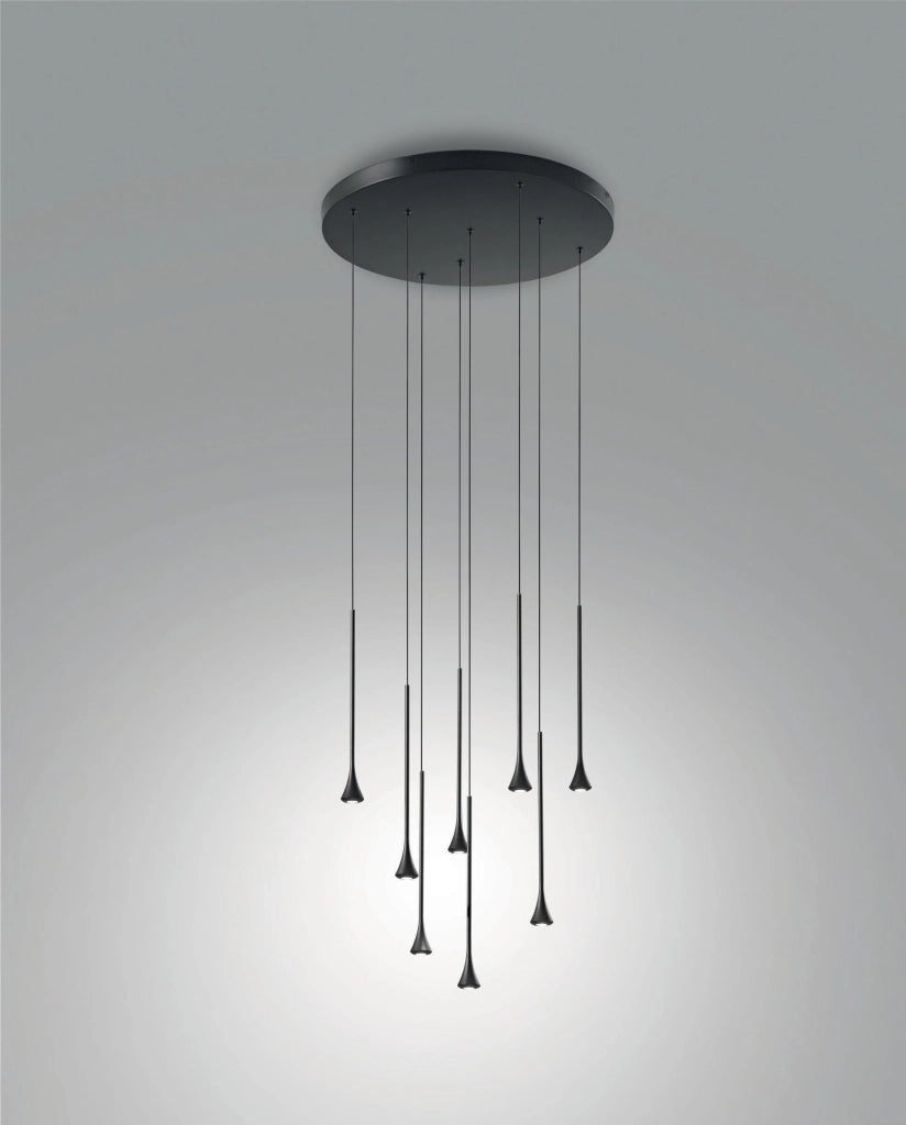 Lampada a Sospensione Susa Ø500mm LED 40W 3540lm 3000K Dimmerabile in metallo Nero - Struttura Elegante IP20 Classe 1