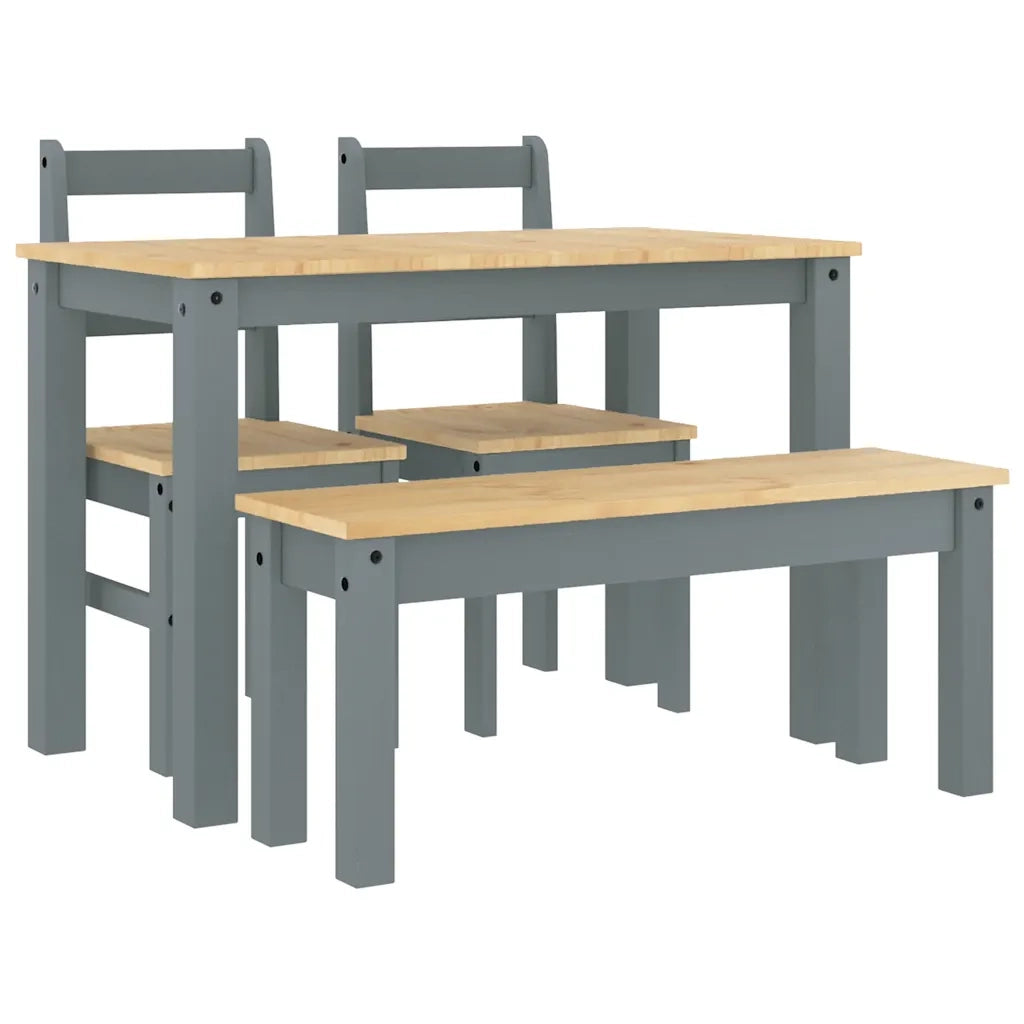 Set da Pranzo 4 pz PANAMA Grigio in Legno Massello di Pino 3345168