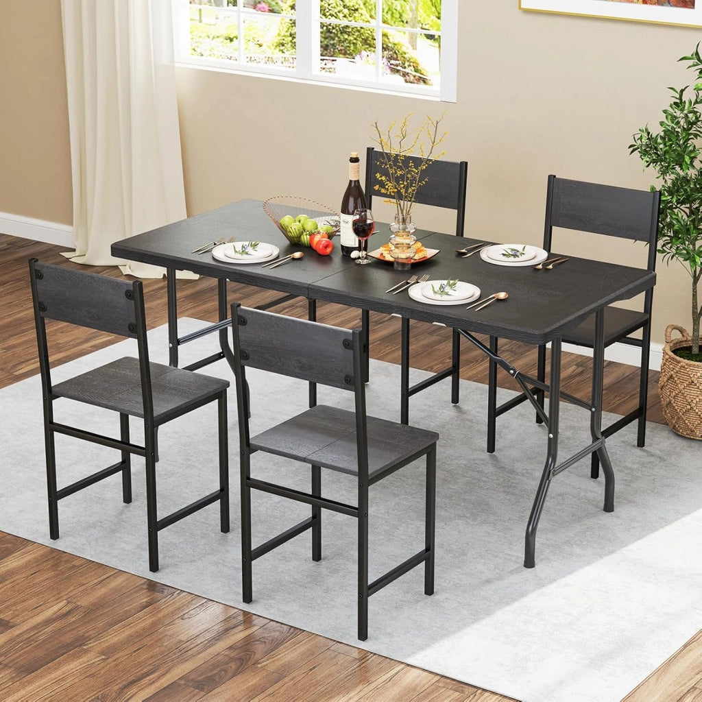 Tavolo pieghevole da campeggio, tavolo portatile in HDPE con telaio in metallo, tavoli da picnic con carico di 180 kg, maniglia di trasporto, per spiaggia, feste, barbecue, 152 x 70 x 74 cm