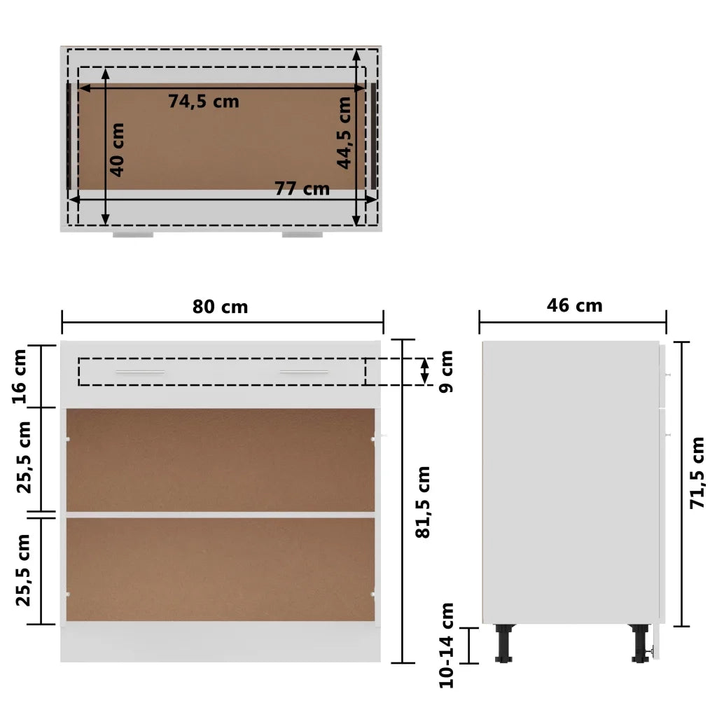 Mobiletto con cassetti moderno 80 x 46 x 81 cm design pratico contenitore per cucina legno composito bianco 02_0047666