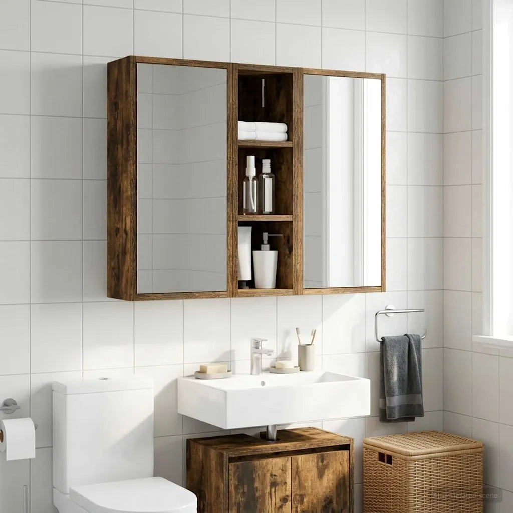 Armadio da bagno a muro Quercia Affumicata 20 x 16 x 62,5 cm 889307