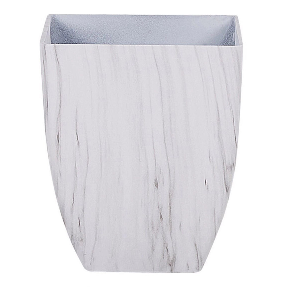 Vaso per piante da esterno per interni effetto marmo miscela di pietra bianca quadrato 28 x 34 cm dal design moderno