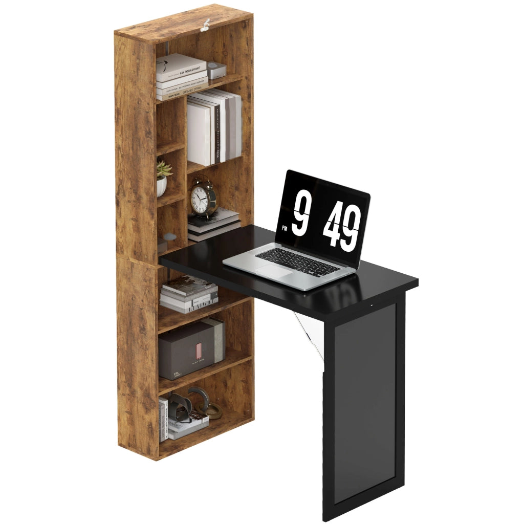 Scrivania con libreria e scaffale regolabile, postazione computer e lavagna ¨C zephmum ¨C 98x51x153cm, marrone