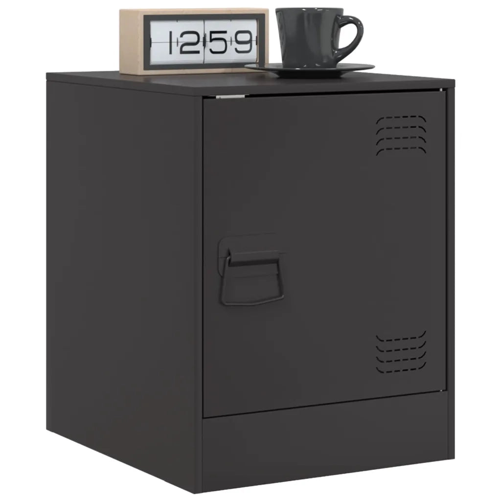 Comodini 2 pz-Set di 2 Tavolino da notte Neri 34,5x39x44 cm in Acciaio 911636
