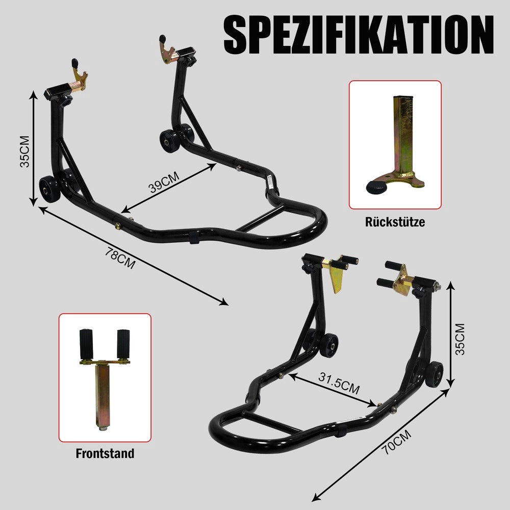 Cavalletto Moto ¨C MINIMAL ¨C Nero, Portata 200 kg, Universale