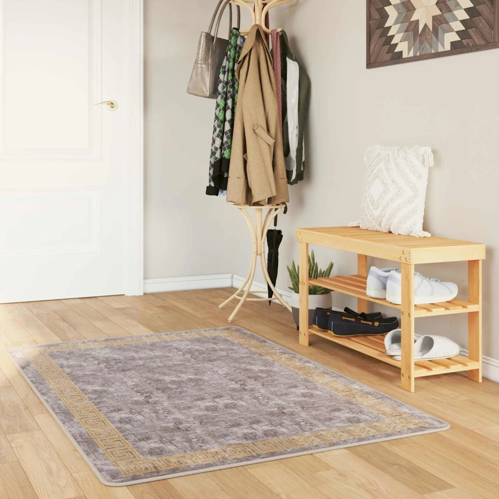 Runner Tappeto MARSA Grigio 100 x 200 cm Poliestere e PVC