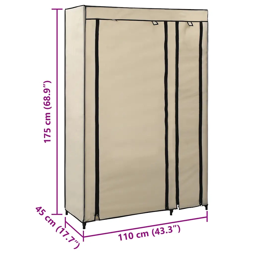 Armadio Pieghevole Crema 110x45x175 cm in Tessuto CFW5093833