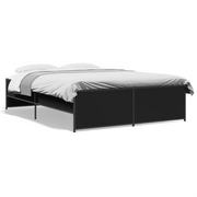 Letto matrimoniale | Letto per adulti | Giroletto Nero 120x200 cm in Legno Multistrato e Metallo