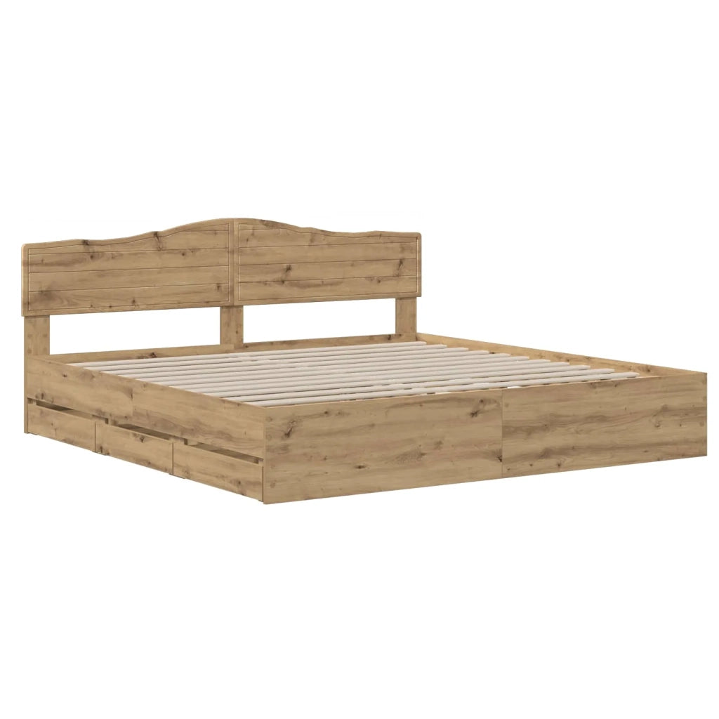 Bed Frame with Storage and Headboard Artisan Oak 180 x 200 cm 3445830