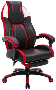 Sedia da ufficio Clovis in similpelle nero/rosso