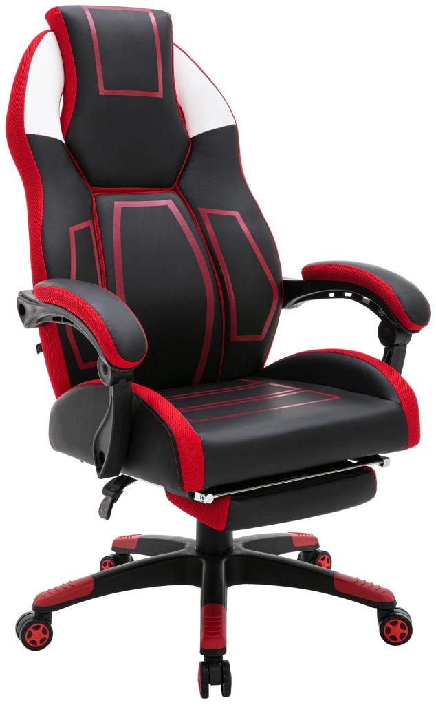 Sedia da ufficio Clovis in similpelle nero/rosso