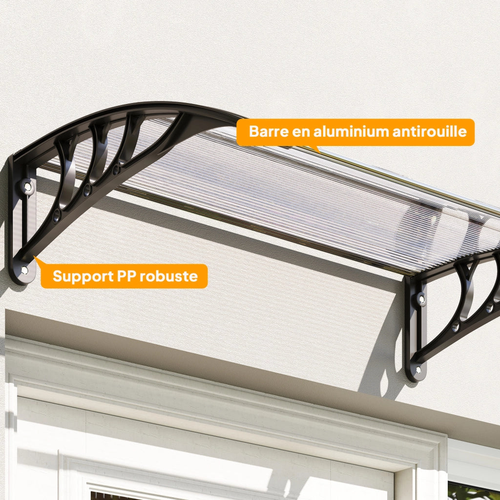 Copertura per Porta d'Ingresso in Policarbonato e Alluminio ¨C zephmum ¨C 100x75 cm Trasparente