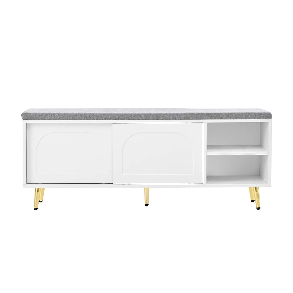 Panchina porta scarpe con seduta - Xylo - ripiani, bianco, L121xP35xH49 cm