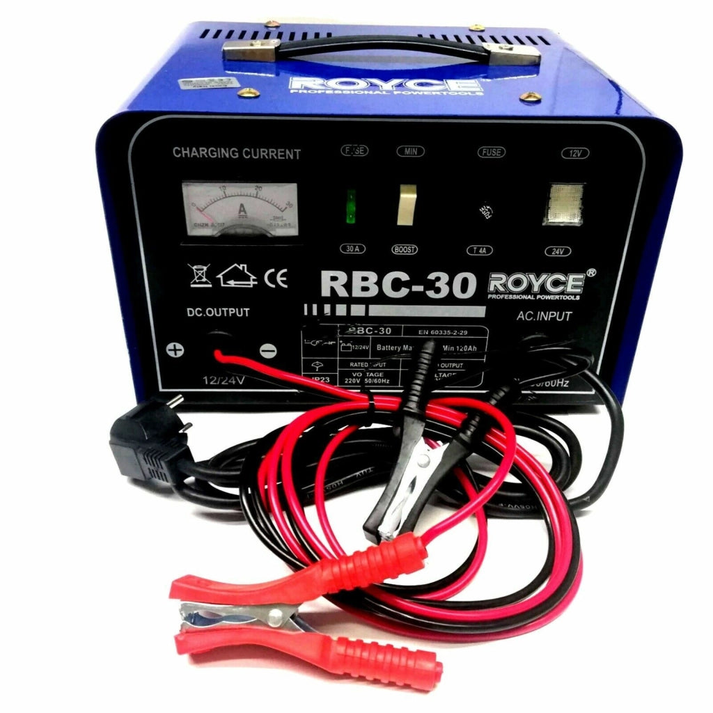 CARICA BATTERIA 12-24V 30A AUTO MOTO CAMPER BARCA CARICABATTERIE PORTATILE