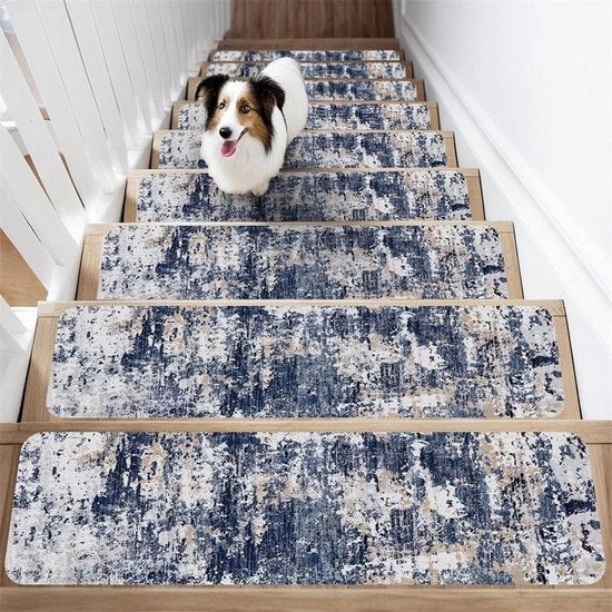 26x80CM Tappeto Trappatoio - 15 Pacchi - Trappatoio Antiscivolo - Tappeto Trappatoio Rimovibile - Tappeto Bagnato Resistente - Tappeto di Soffitto Rapido asciugante - Sicuro per Bambini, Anziani e Animali domestici - blu Tie-dye