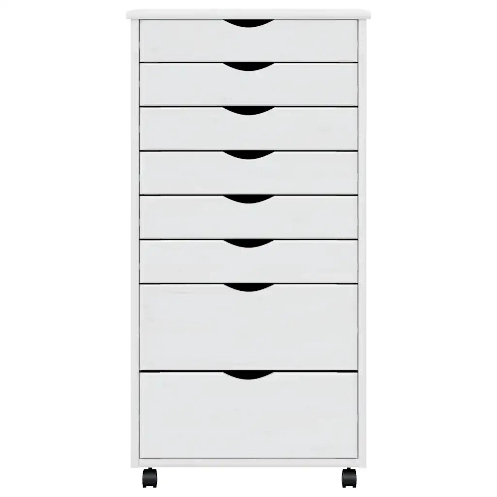 Armadietto Rotante con Cassetti MOSS Bianco Legno Massello Pino 355898