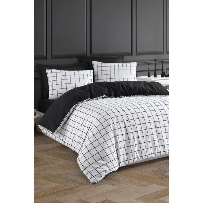 Completo letto - 1 copripiumino 220 x 240 cm + 2 federe 60 x 60 cm - 65% cotone, 35% poliestere - Bianco