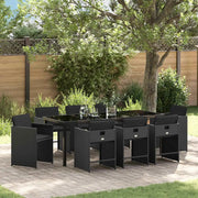 Set da Pranzo per Giardino 9 pcs Nero polyrattan 3380692