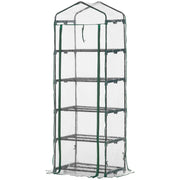 Mini Serra per Piante a 5 Ripiani 69x49x193 cm in Acciaio Verde