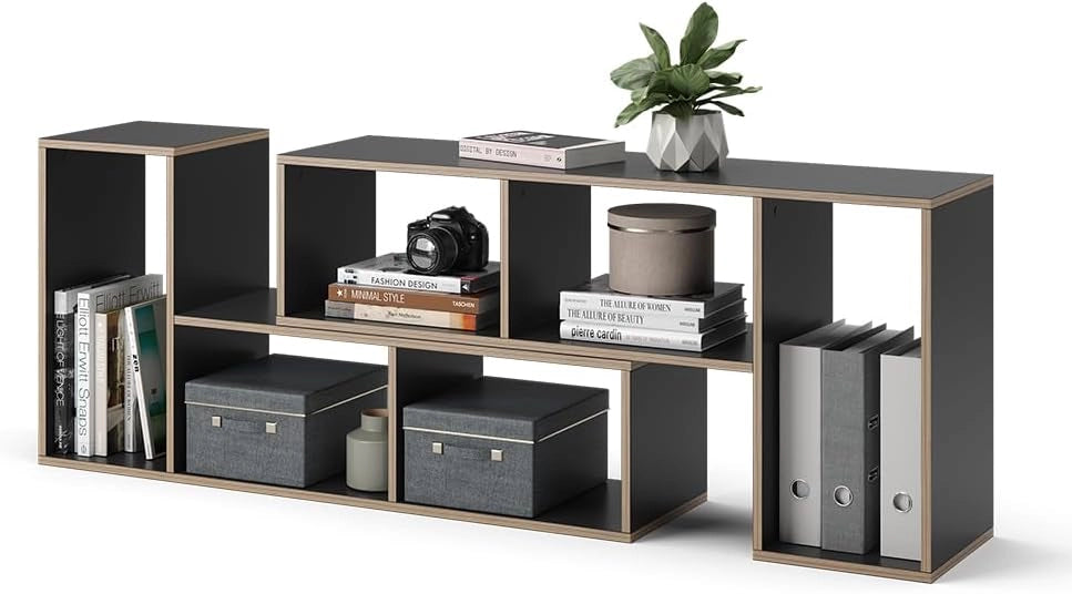 Libreria Tetrix, Antracite, 112.8 x 56.4 cm Set di 2, per la conservazione e l’esposizione di libri e oggetti decorativi