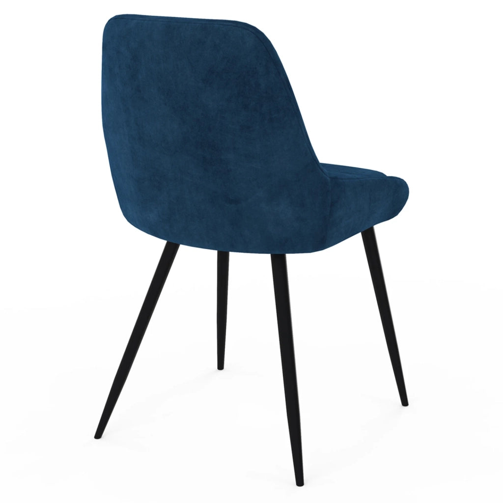 IDMarket - Set di 4 sedie THALYA in velluto blu con braccioli