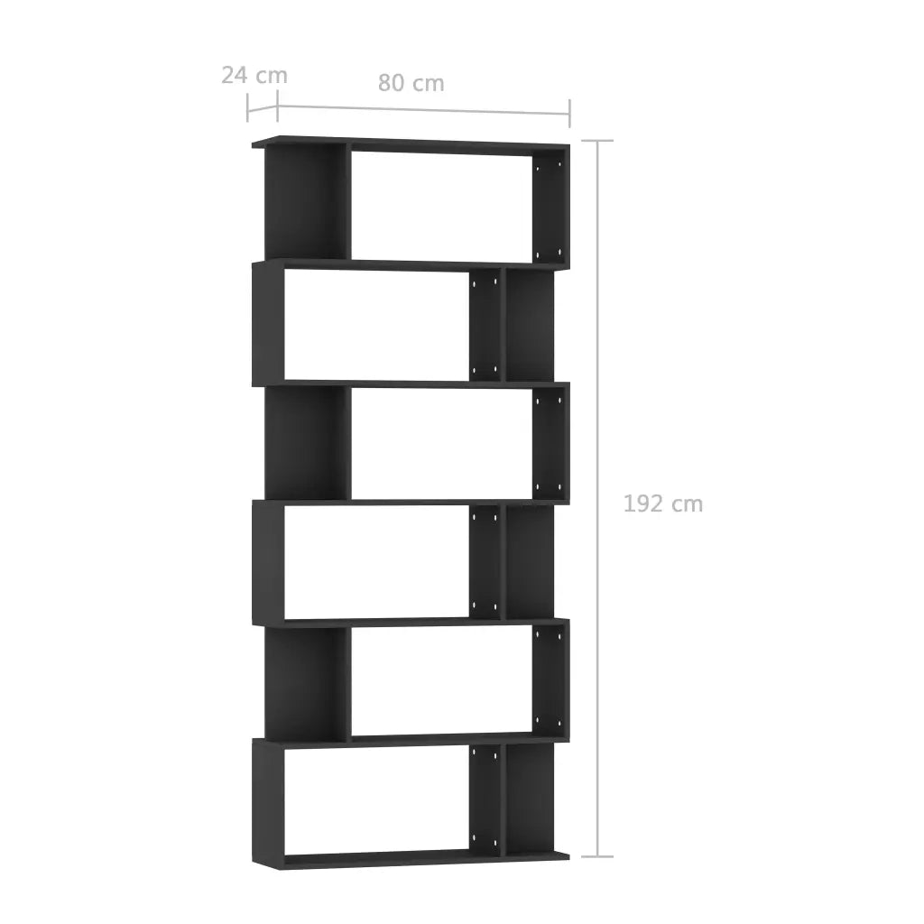 Libreria/Divisorio Nero 80x24x192 cm in Truciolato