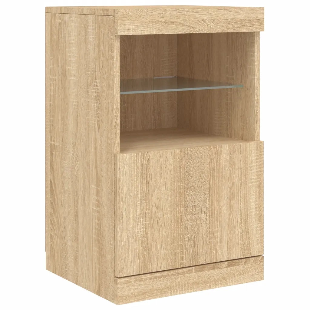 Credenza | Madia | Buffet da pranzo | Armadio da pranzo con Luci LED Rovere Sonoma 123x37x67 cm