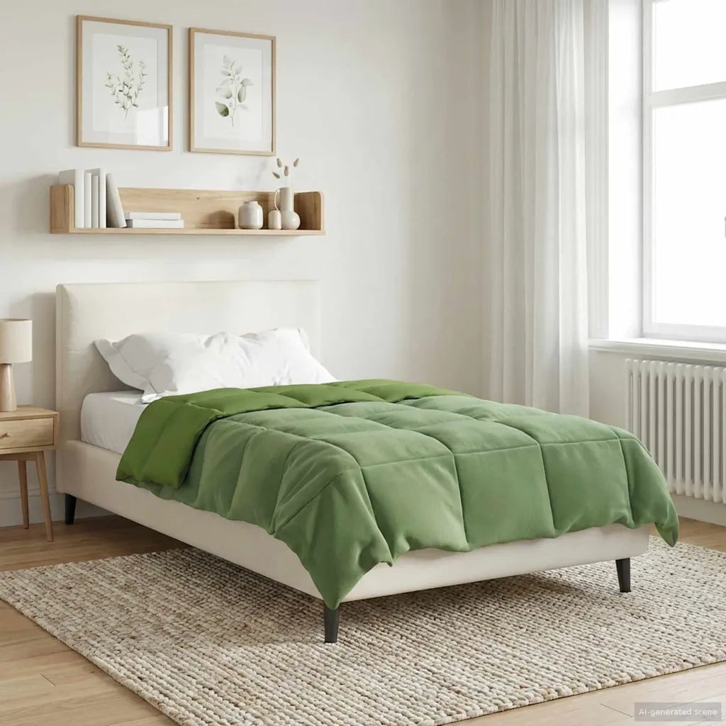 Duvet Invernale Trapuntato Verde 135 x 200 cm Microfibra 42026126