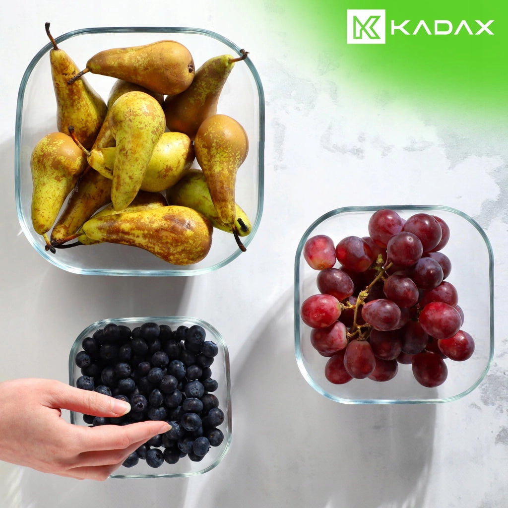 Ciotola per insalata KADAX in vetro, ideale per snack, insalate e frutta, forma quadrata, 13,5 cm.