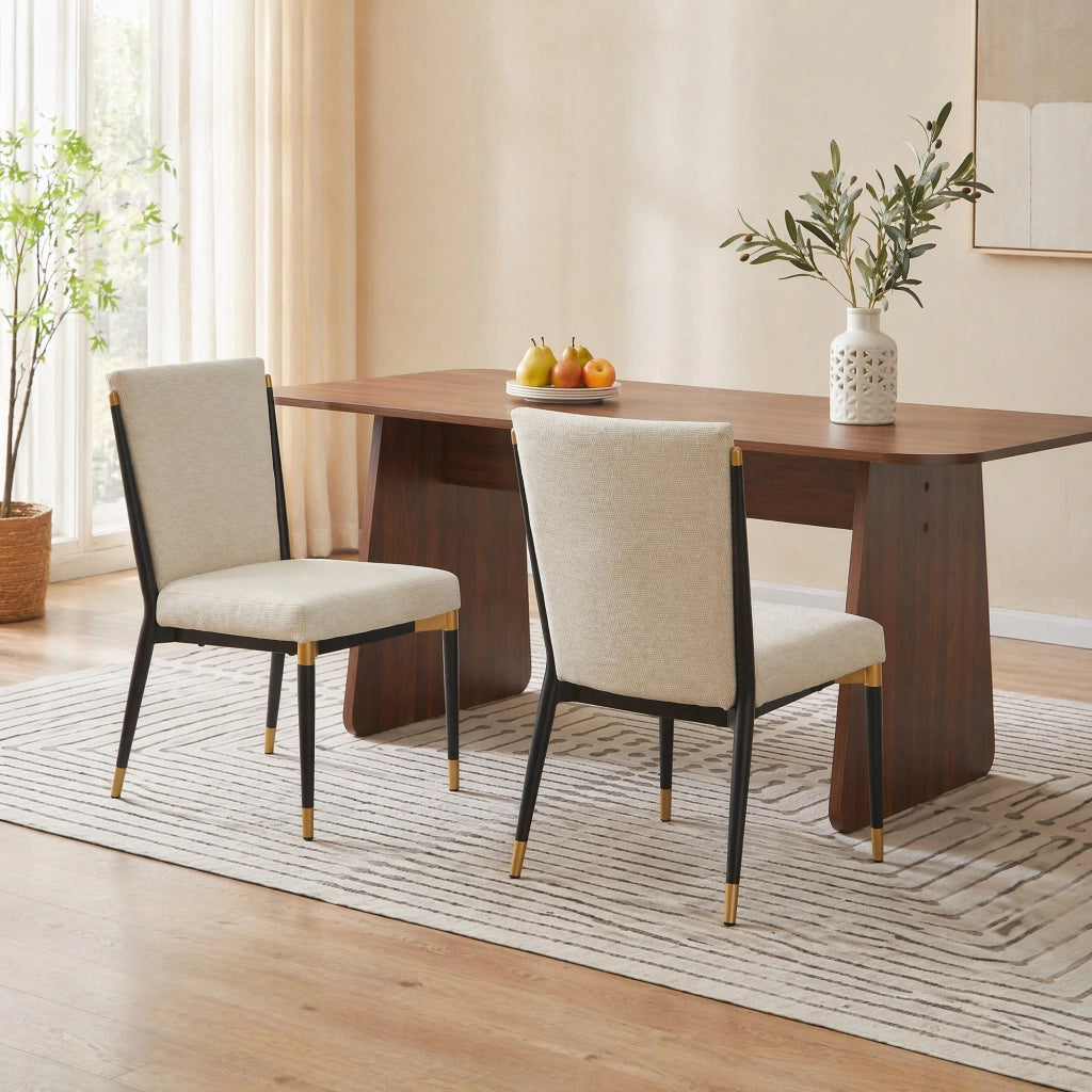 SEDIE Set da 2 pezzi in tessuto beige con gambe regolabili in altezza