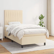 Giroletto a Molle con Materasso-Struttura Letto Crema 90x190 cm in Tessuto 270381