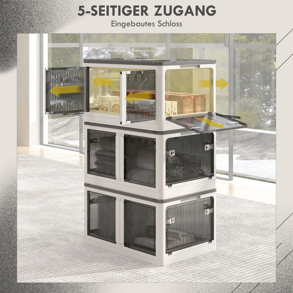 Scatole di conservazione 3 pezzi pieghevoli con ruote ¨C zephmum ¨C bianco 60x42x34 cm