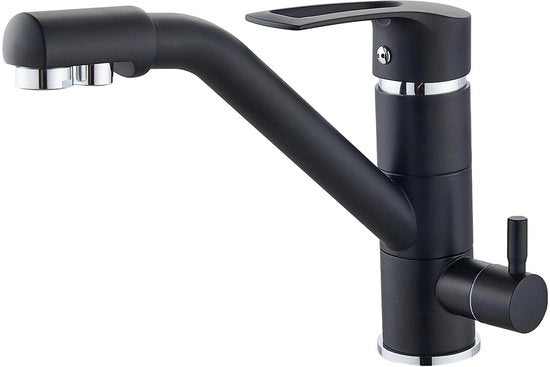 Kraan 3 viei con funzione di acqua potabile e rotazione 360° Stile e funzionale, ideale per sistemi di filtrazione dell'acqua e per un getto di acqua potabile di alta qualità (21-chrome)