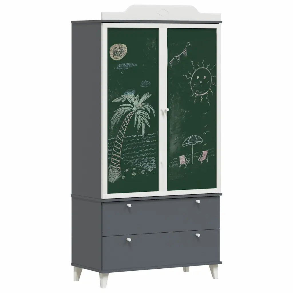 Armadio con Lavagna ROROS Grigio e Bianco 90 x 45 x 180 cm 42003037