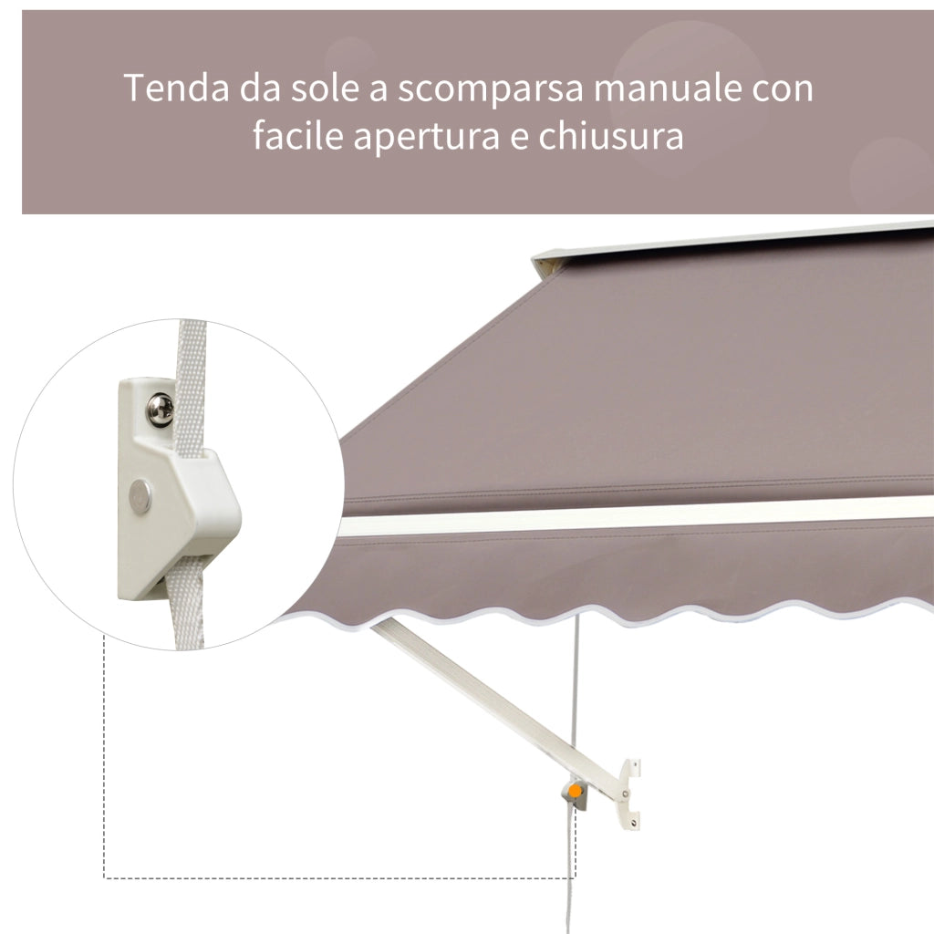 Easycomfort Tenda da Sole a Caduta con Rullo Avvolgibile e Angolazione Regolabile 0-120°, 180×70cm, Marrone