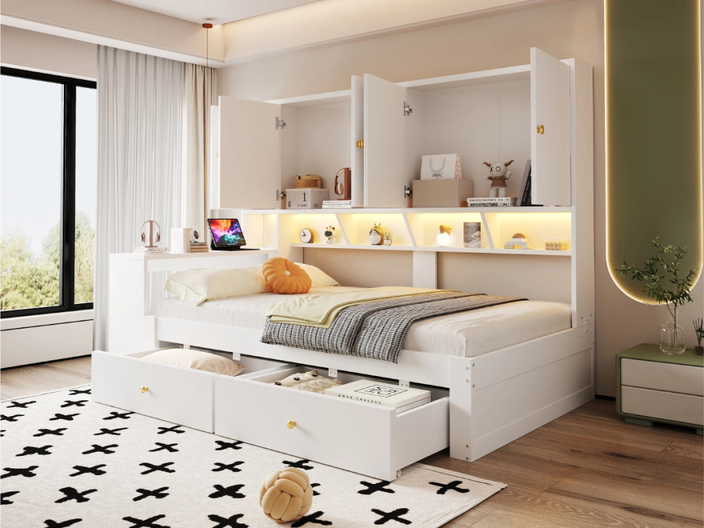letto multifunzione mdf bianco 95 x 235 cm
