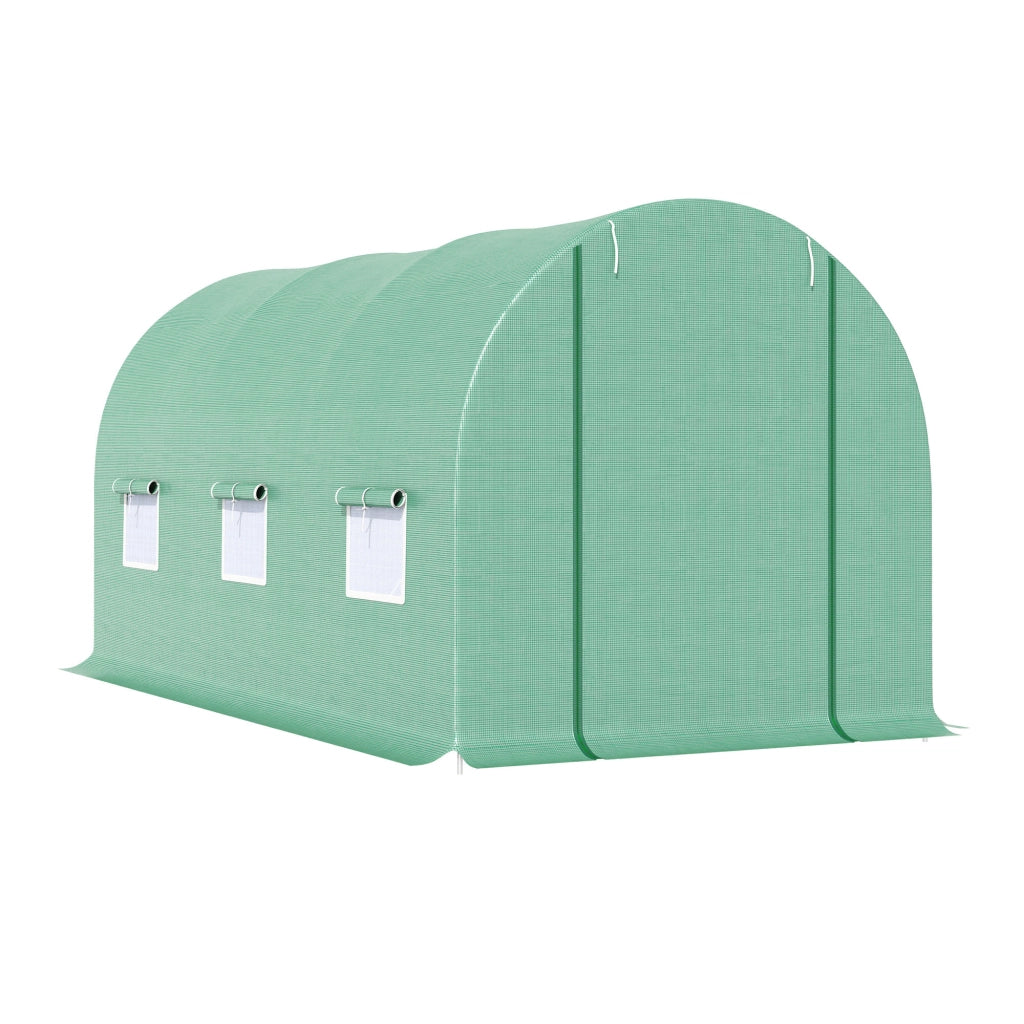 Serra da Giardino Tunnel ¨C zephmum ¨C Verde 4.5x2x2 m Acciaio 6 Finestre 1 Porta