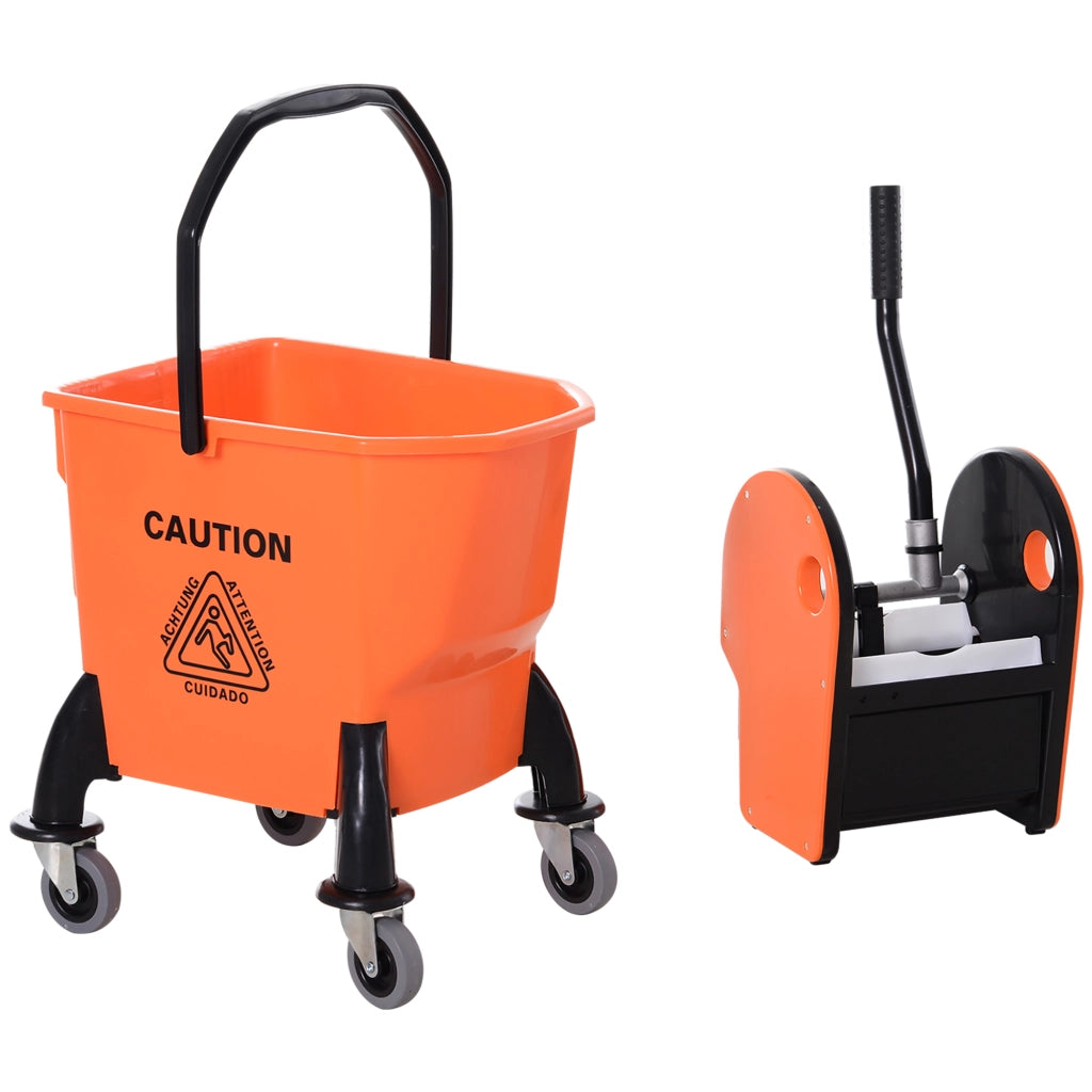 Carrello Pulizie Professionale ¨C Xylo ¨C 26L con Strizzatore e Ruote 44x36x90cm Arancione