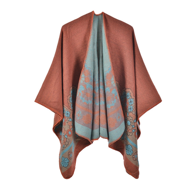 Nuovo scialle diviso in jacquard di cashmere da donna, caldo e spesso.