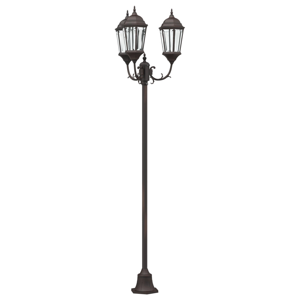Palo da Giardino  con 3 Lampade E27 Bronzo 220 cm Alluminio